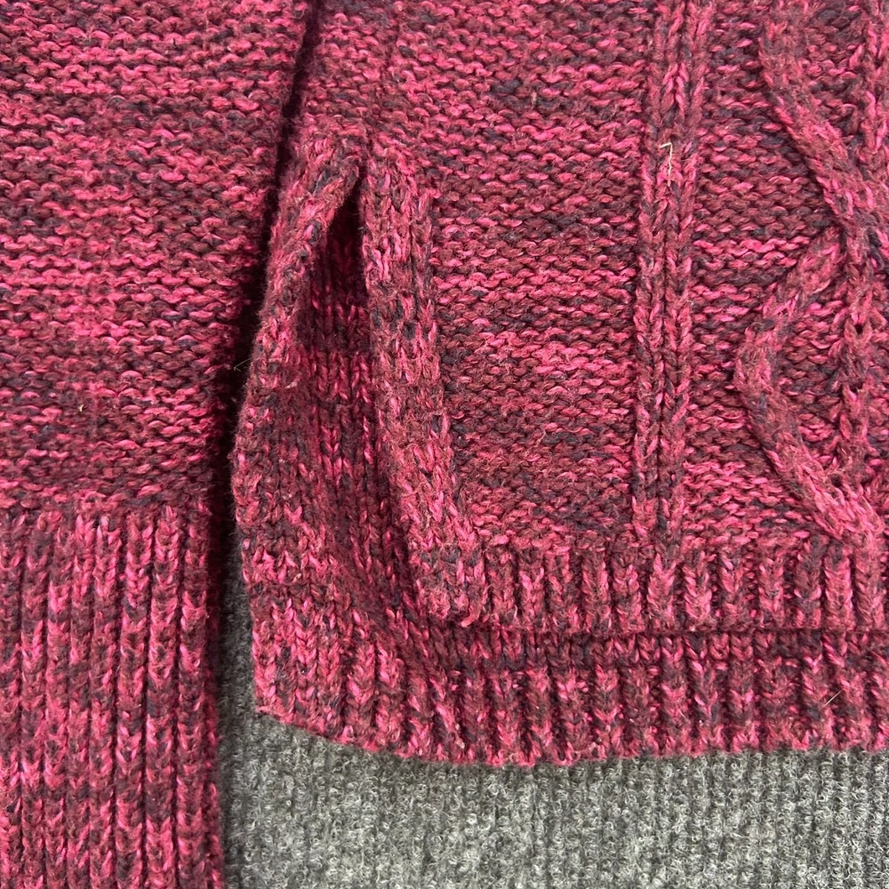 Hollister Women's Cable Knit Sweater LS V-Neck Pink Large Stripe Logo Preppy - Picture 2 of 11